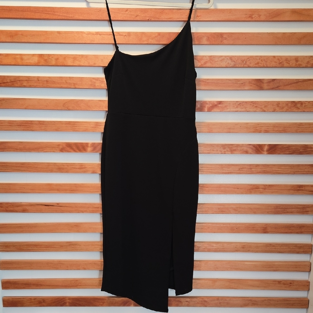 FAVLUX‎ Black Midi Dress with Spaghetti Straps